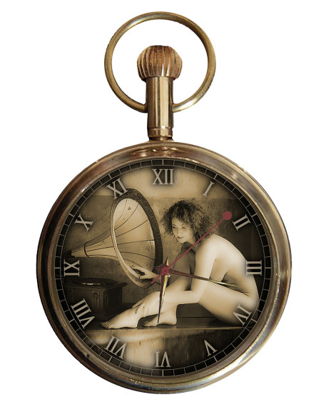 nude gramophone pocket watch