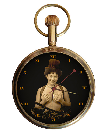 Mimi no 2 Vintage French Erotic Cabaret Art Solid Brass 17 jewels Mechanical Pocket Watch