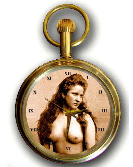 British Lithographic Art Nude Portrait Solid Brass Mechanical 17 jewel Pocket Watch