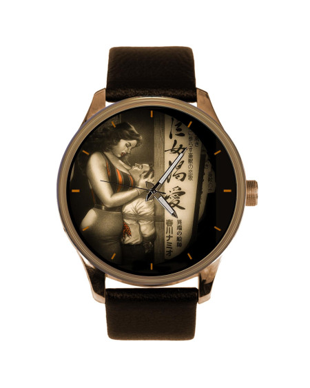 Nude BDSM Smother Fetish Erotic Art Solid Brass Men's Watch