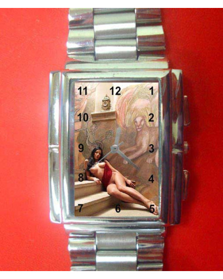 contemporary reclining nude with tiger painting erotic watch