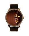 Erotic Bare-Breasted 1970s Retro Black Beauty Photo Art Solid Brass Men's Watch