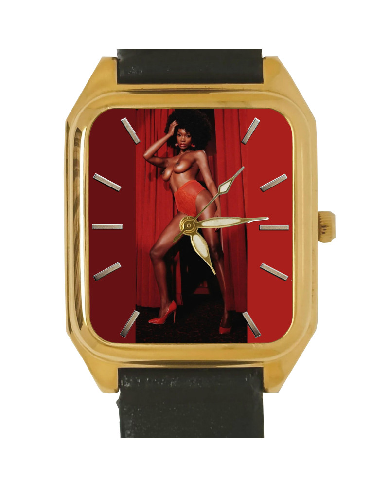 Vintage 1970s Erotic Black Americana Playboy Disco Art Solid Brass Tank Watch.Version 2. Vintage 1970s Erotic Black Americana Playboy Disco Art Solid Brass Tank Watch.Version 2.