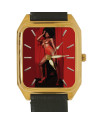 Vintage 1970s Erotic Black Americana Playboy Disco Art Solid Brass Tank Watch.Version 2.