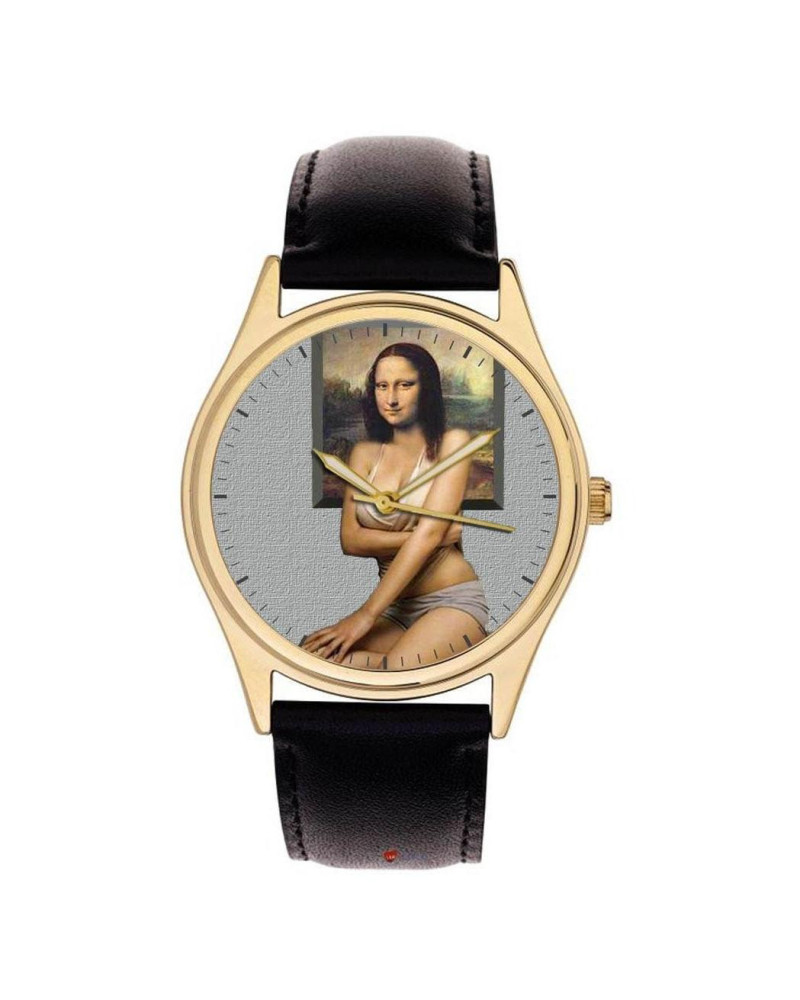 Erotic Mona Lisa in a Bra, Seductive & Funny Contemporary Art Solid Brass Collectible Watch Erotic Mona Lisa in a Bra, Seductive & Funny Contemporary Art Solid Brass Collectible Watch