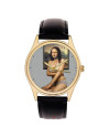 Erotic Mona Lisa in a Bra, Seductive & Funny Contemporary Art Solid Brass Collectible Watch