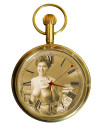 Vintage 1920s Voloptuous Nude French Erotic Postcard  Art Solid Brass Mechanical 17 jewel Pocket Watch